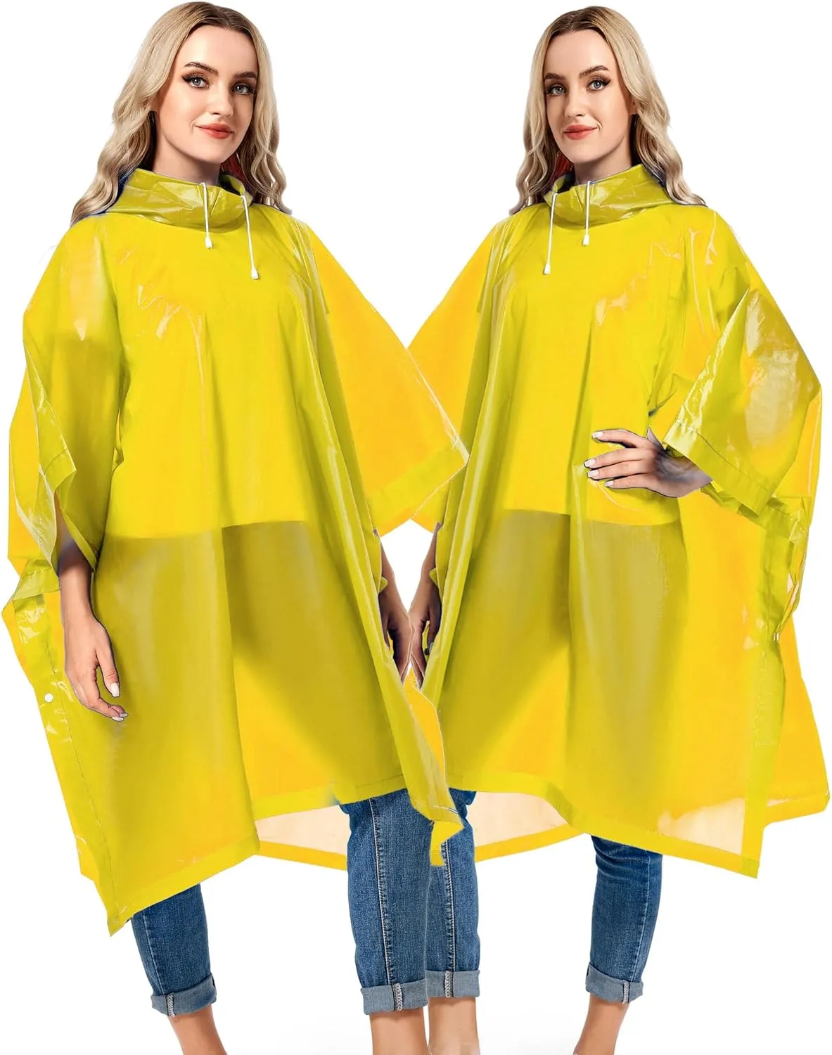 2 Pack Rain Ponchos for Adults Reusable - Raincoats Survival Emergency Heavy Duty Rain Coat with Drawstring Hood