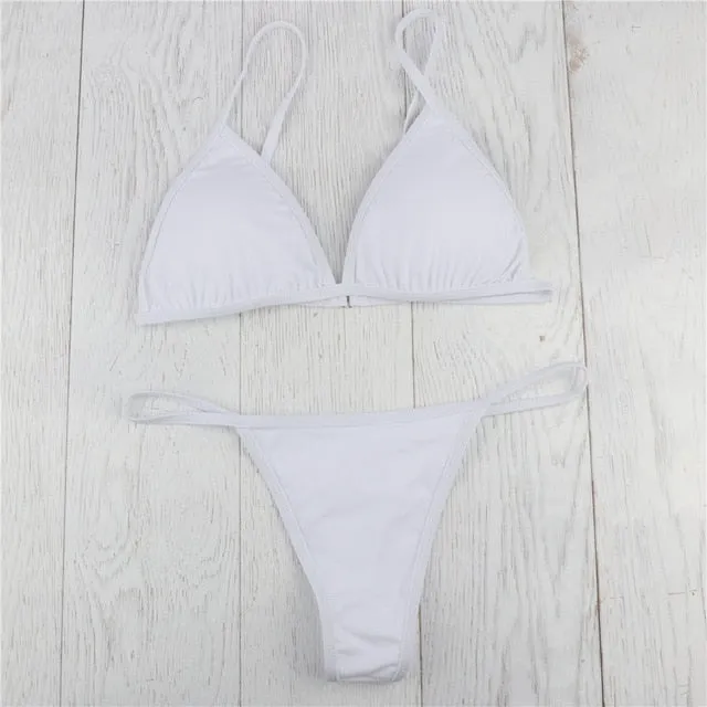 2019 Women Solid Push Up Bikini Set
