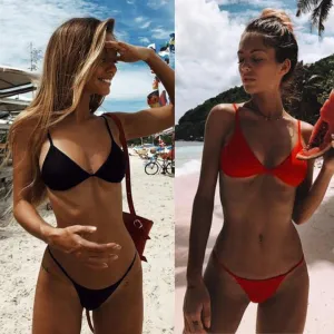 2019 Women Solid Push Up Bikini Set