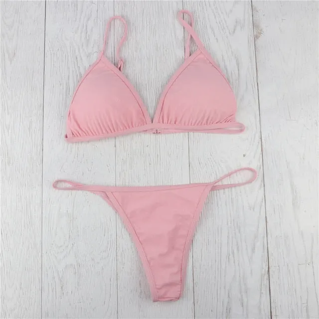 2019 Women Solid Push Up Bikini Set