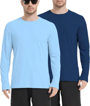 2/6 Pack Men's Long Sleeves Dry Fit Shirts, UPF 50  Rash Guard Swim SPF Fishing UV Sun Protection Shirts