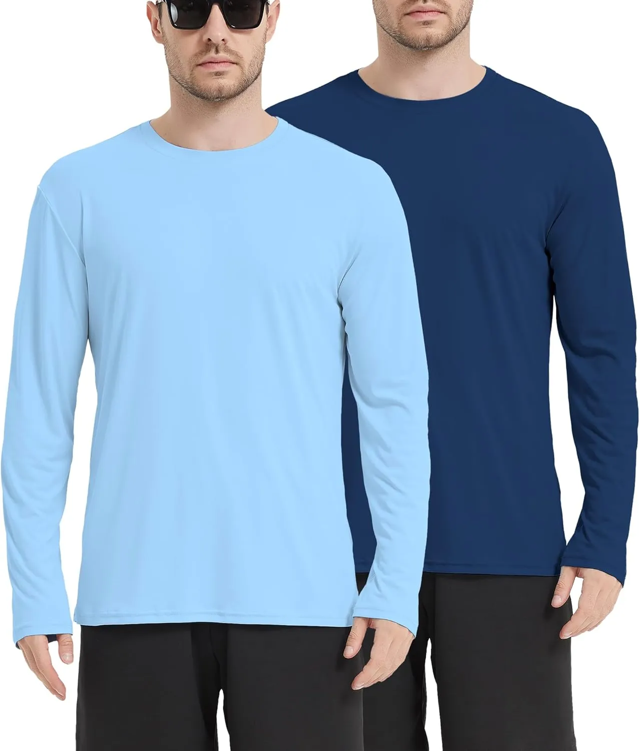 2/6 Pack Men's Long Sleeves Dry Fit Shirts, UPF 50  Rash Guard Swim SPF Fishing UV Sun Protection Shirts