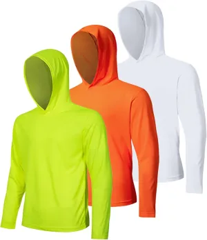 3 Pack Men's UPF 50  Sun Protection Hoodie Shirts Long Sleeve Shirts Quick Dry Lightweight for Running Workout Hiking Fishing