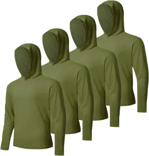 4 Pack Men's UPF 50  Sun Protection Hoodie Shirts Long Sleeve Shirts Quick Dry Lightweight for Running Workout Hiking Fishing