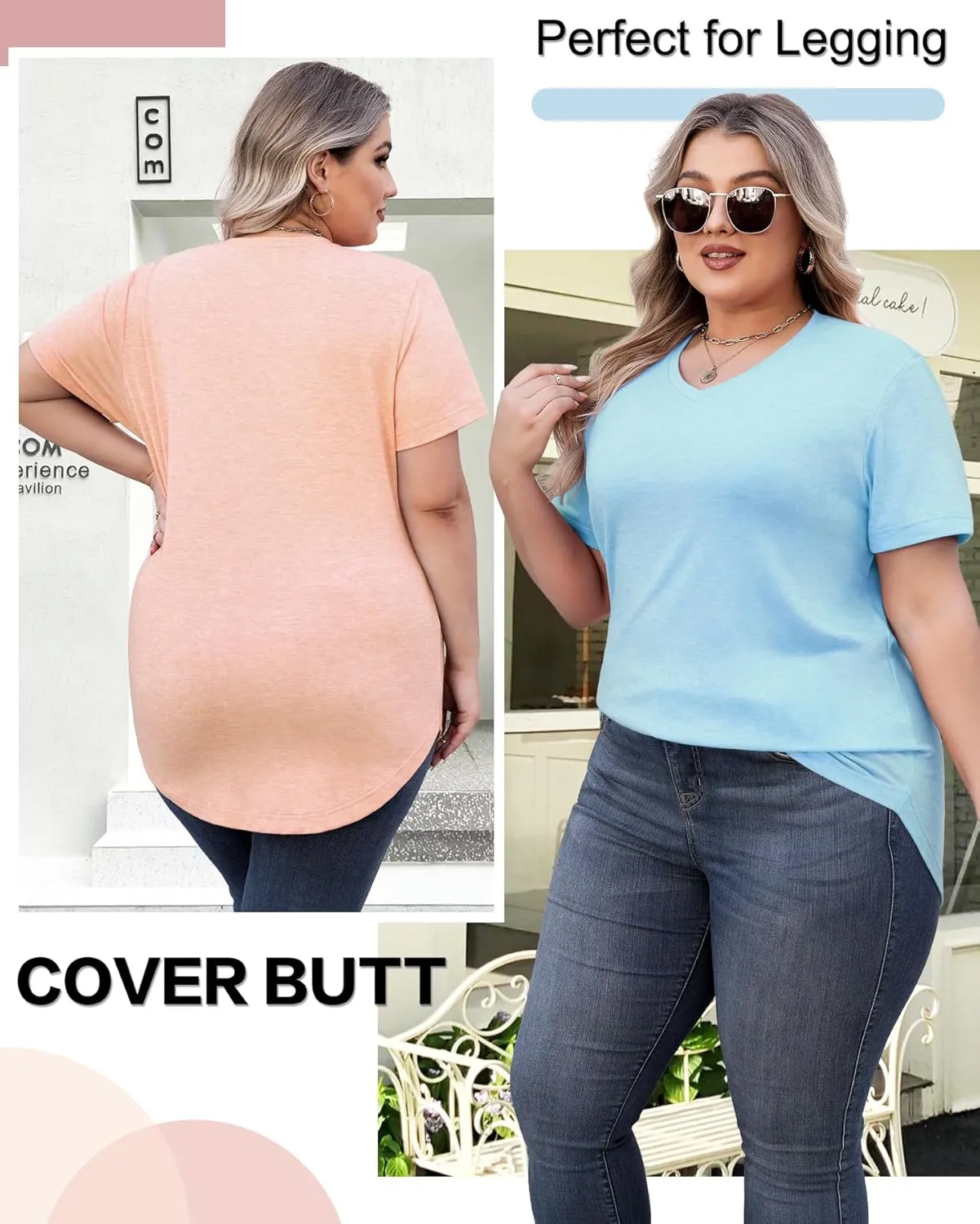 4 Pack Womens Tops Basic Summer V Neck T Shirts Short Sleeve Tshirts Shirts Casual Loose Fit Tops 2025 Trendy Clothes