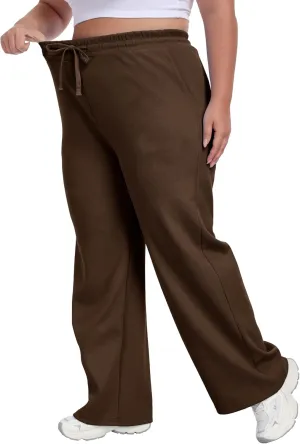 A-Wintage Women's Plus Size Wide Leg Sweatpants Elastic Waist Baggy Drawstring Lounge Pants with Pockets