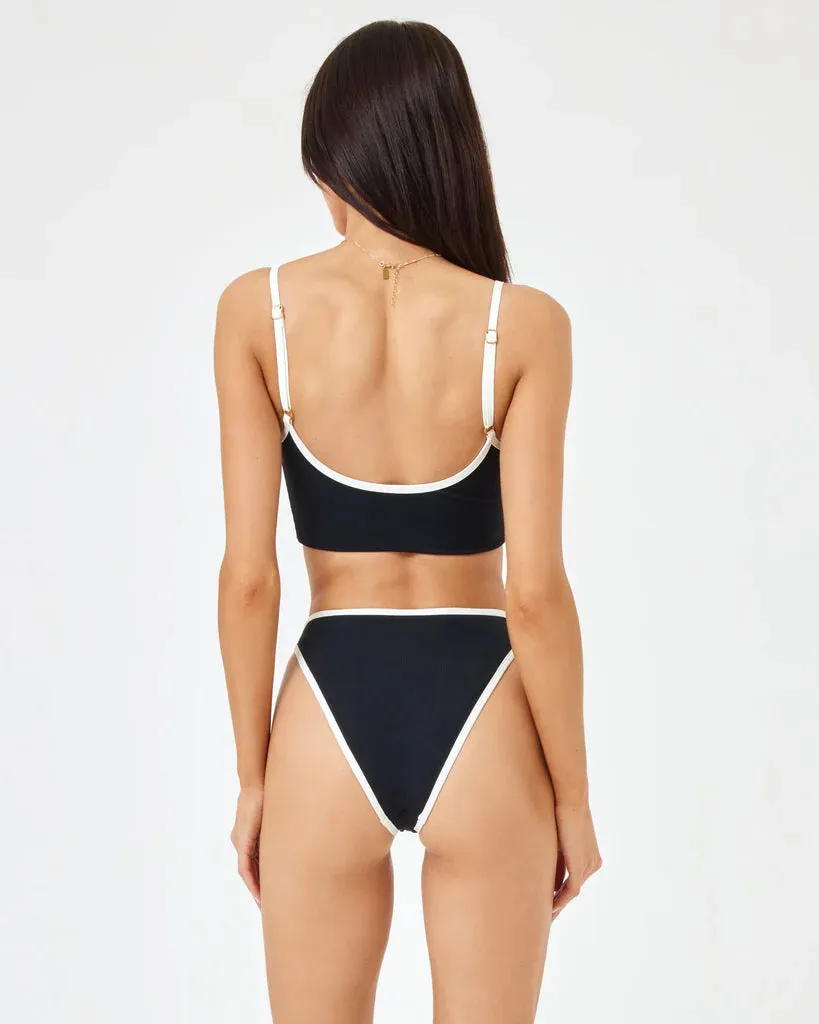 ADALYN & NORA Ribbed Bitsy Bikini in Black/Cream