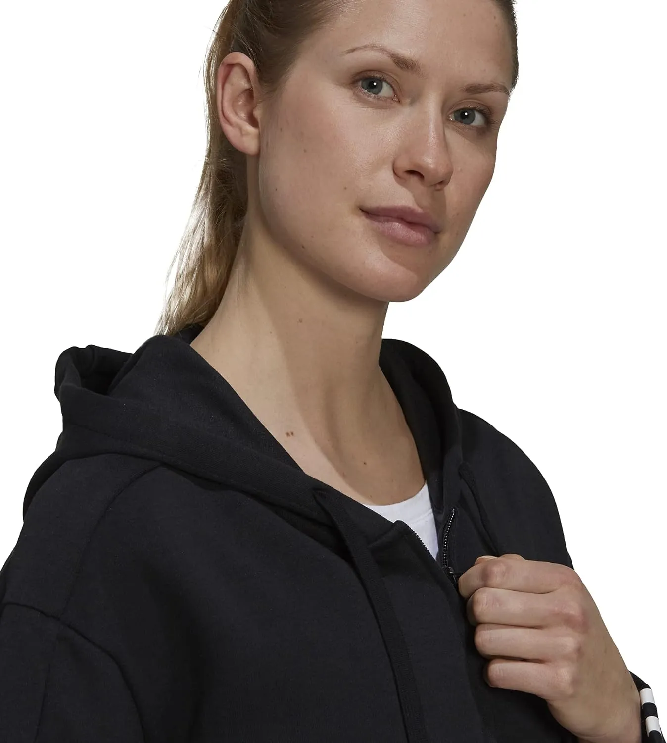adidas Women's Essentials Loose-Cut 3-Stripes Full-Zip Hoodie
