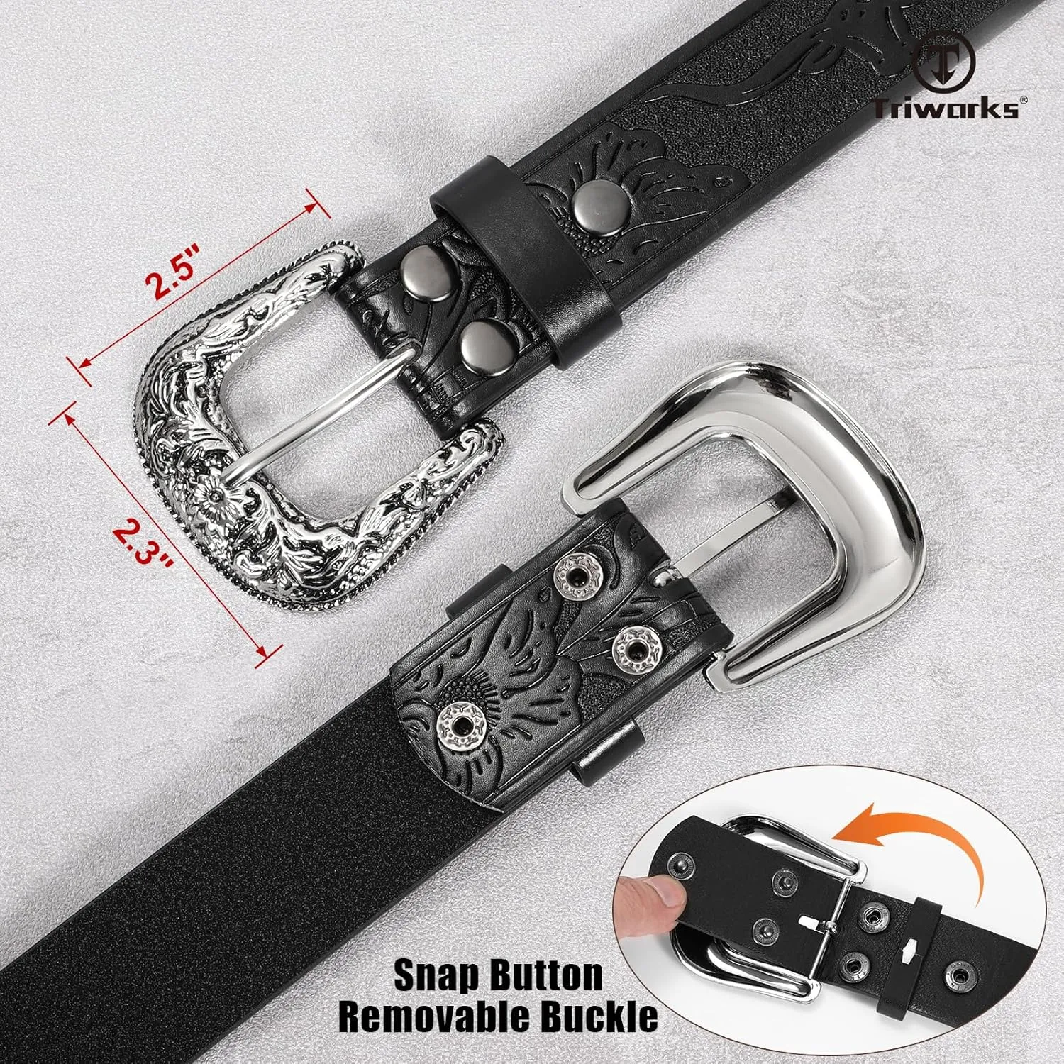 Adjustable Vintage Western Belts for Women Men Cowboy Cowgirl Belt Engraved Buckle Belt for Jeans Pants Dresses