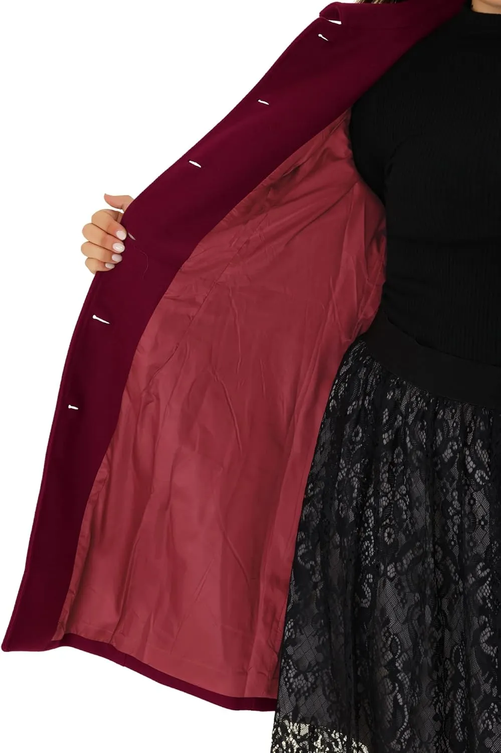 Agnes Orinda Plus Size Coat for Women Peter Pan Collar Single Breasted Winter Long Coats
