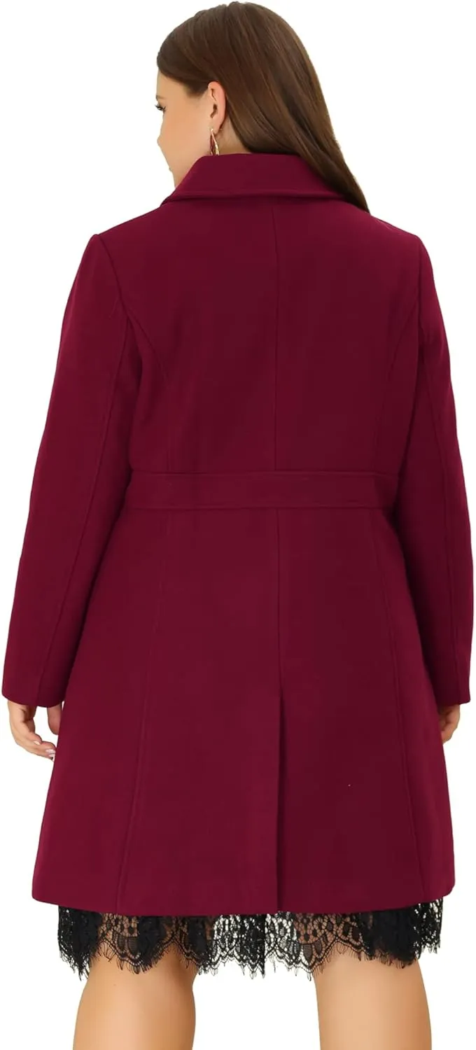 Agnes Orinda Plus Size Coat for Women Peter Pan Collar Single Breasted Winter Long Coats
