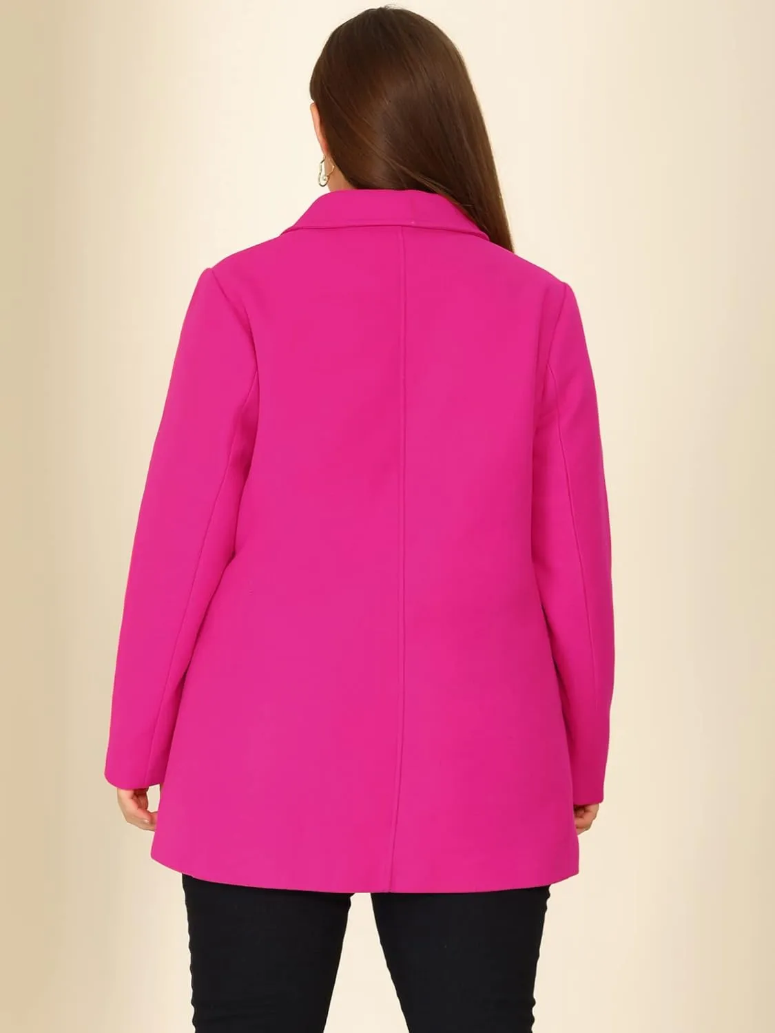 Agnes Orinda Women's Plus Size Notched Lapel Double Breasted Long Coat