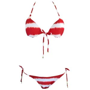 Agua Doce Red and White Stripe Tie Dye String Bikini