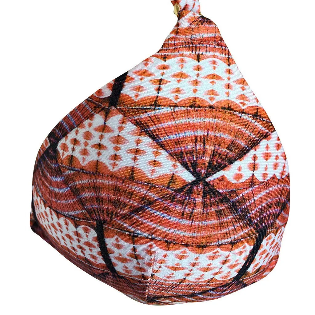 Agua Doce Shangri La Orange and Black Fan Print Molded Bikini