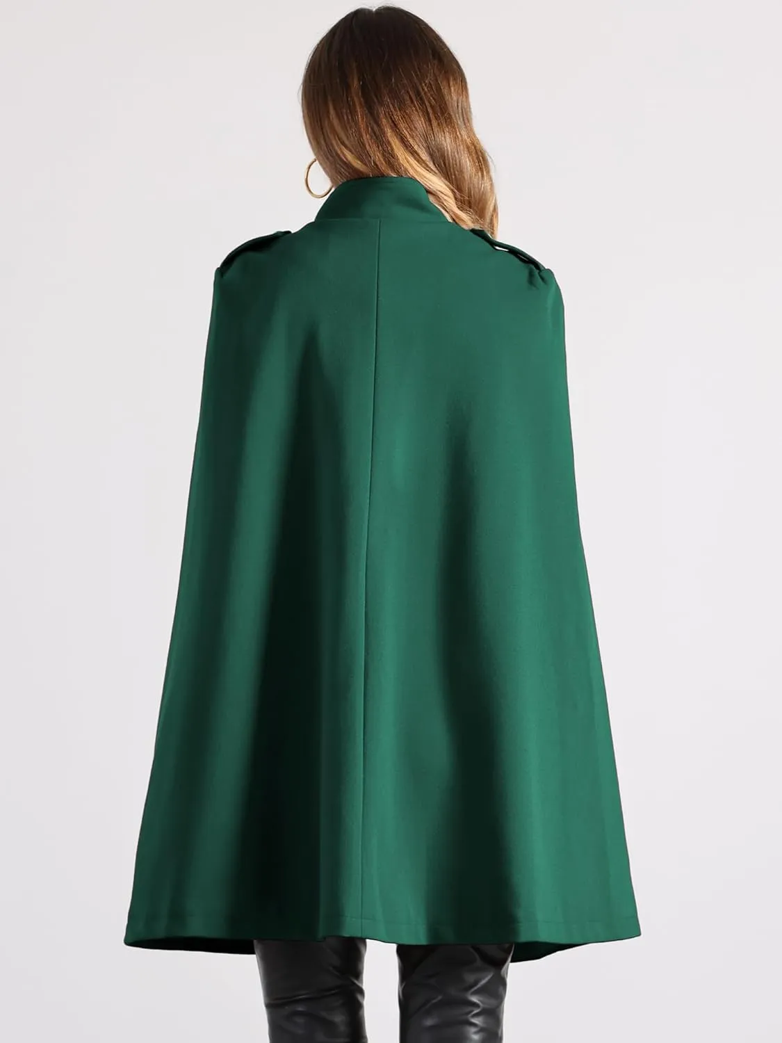 Allegra K Cape Coats for Women's Winter Slit Sleeve Double Breasted Cloak Coat