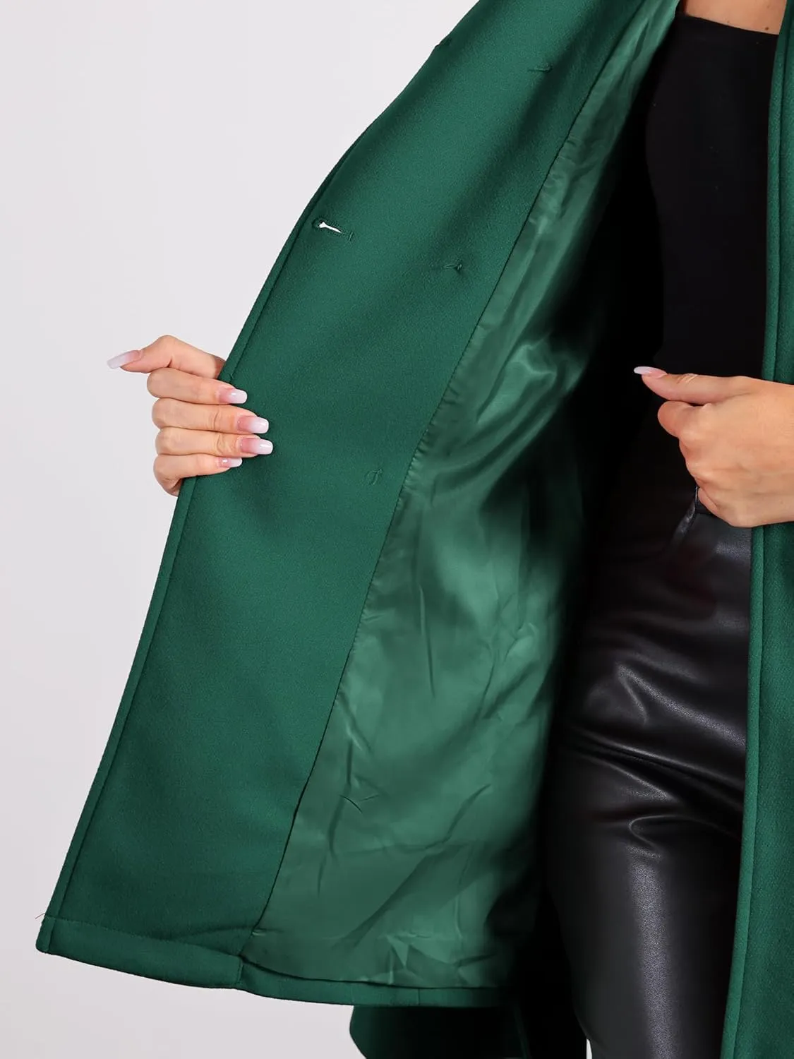Allegra K Cape Coats for Women's Winter Slit Sleeve Double Breasted Cloak Coat