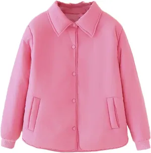 Alloaone Women Parka Autumn Winter Loose Thin Solid Warm Cotton-Padded Coat