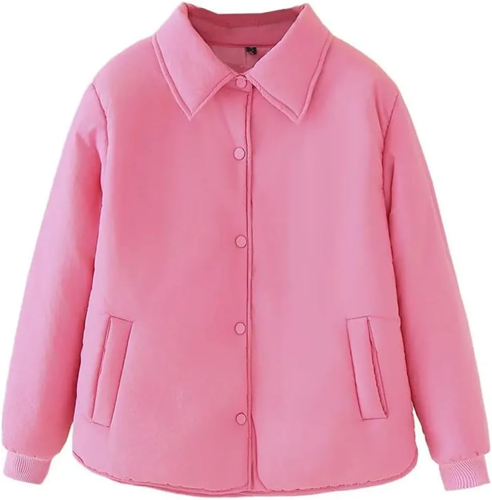 Alloaone Women Parka Autumn Winter Loose Thin Solid Warm Cotton-Padded Coat