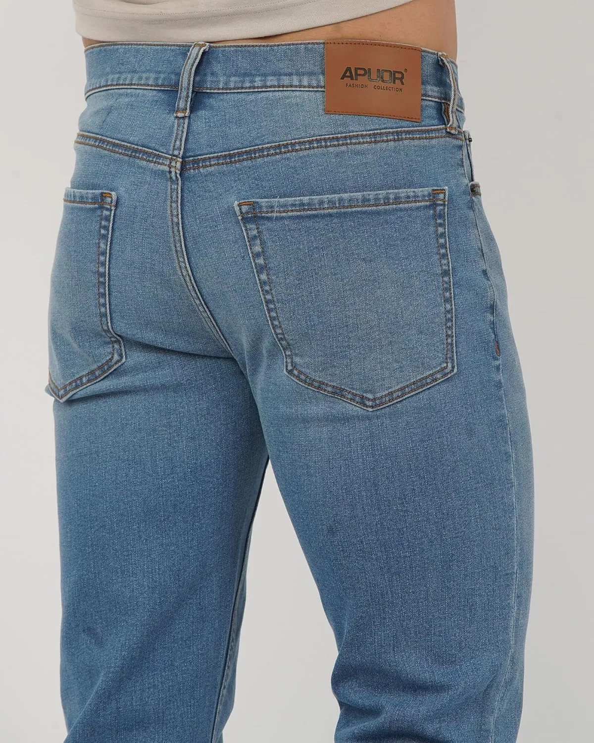 APUOR Regular Fit Stretch Jeans for Men Straight Leg Work Jeans Men's Comfy Casual Pants