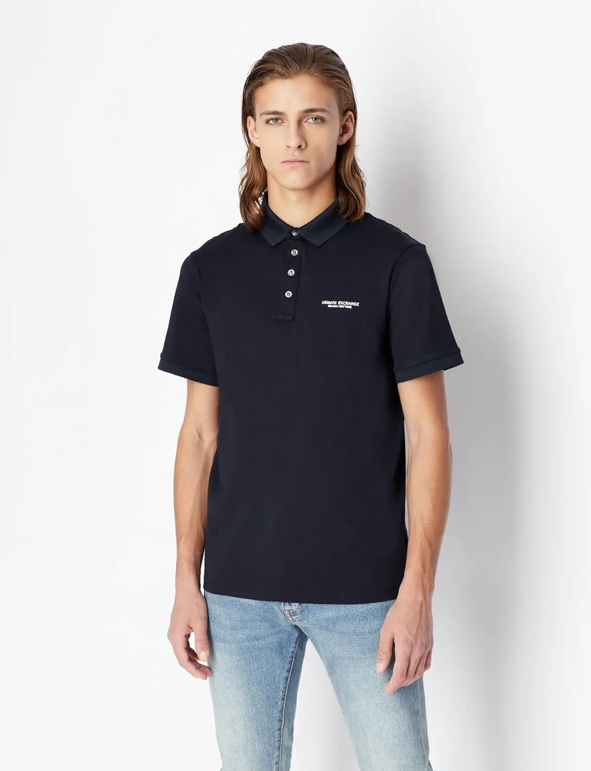 Armani Exchange Men's Regular Fit Cotton Jersey Milano New York Polo