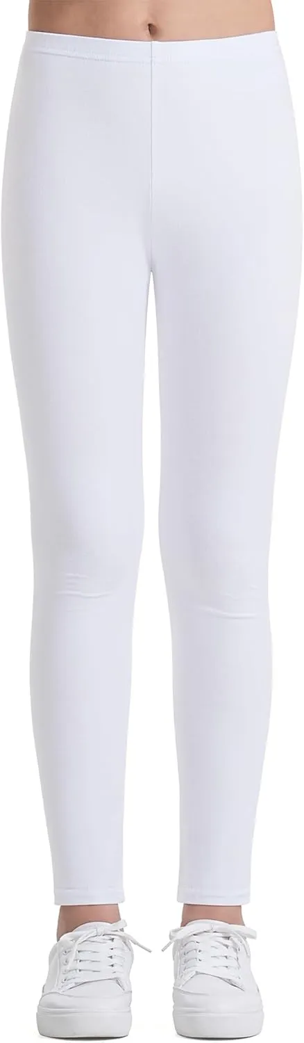 Auranso Kids Girls Leggings Full Length Cotton Tights Pants 4-14 Years
