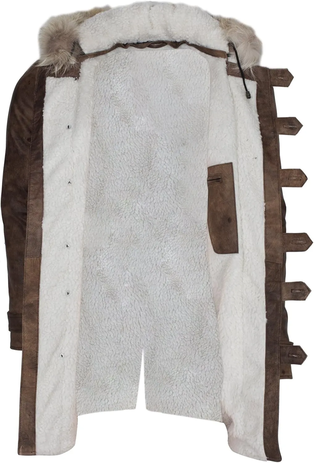 Bane Shearling Leather Trench Coat Mens - Real Cowhide Long Leather Jacket Fur Coats