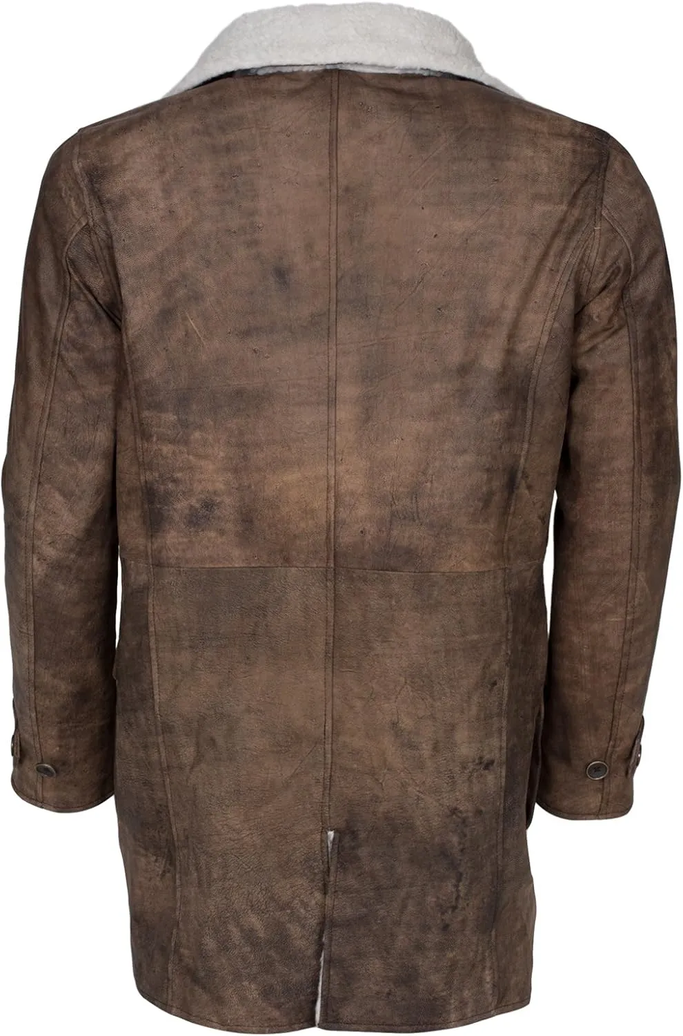 Bane Shearling Leather Trench Coat Mens - Real Cowhide Long Leather Jacket Fur Coats