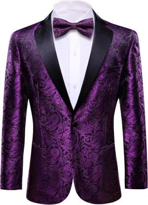 Barry. Wang Men's Sport Coats & Blazers Flower Suit Jacket 1 Button Paisley Tuxedo Mardi Gras Carnival Parade Gift