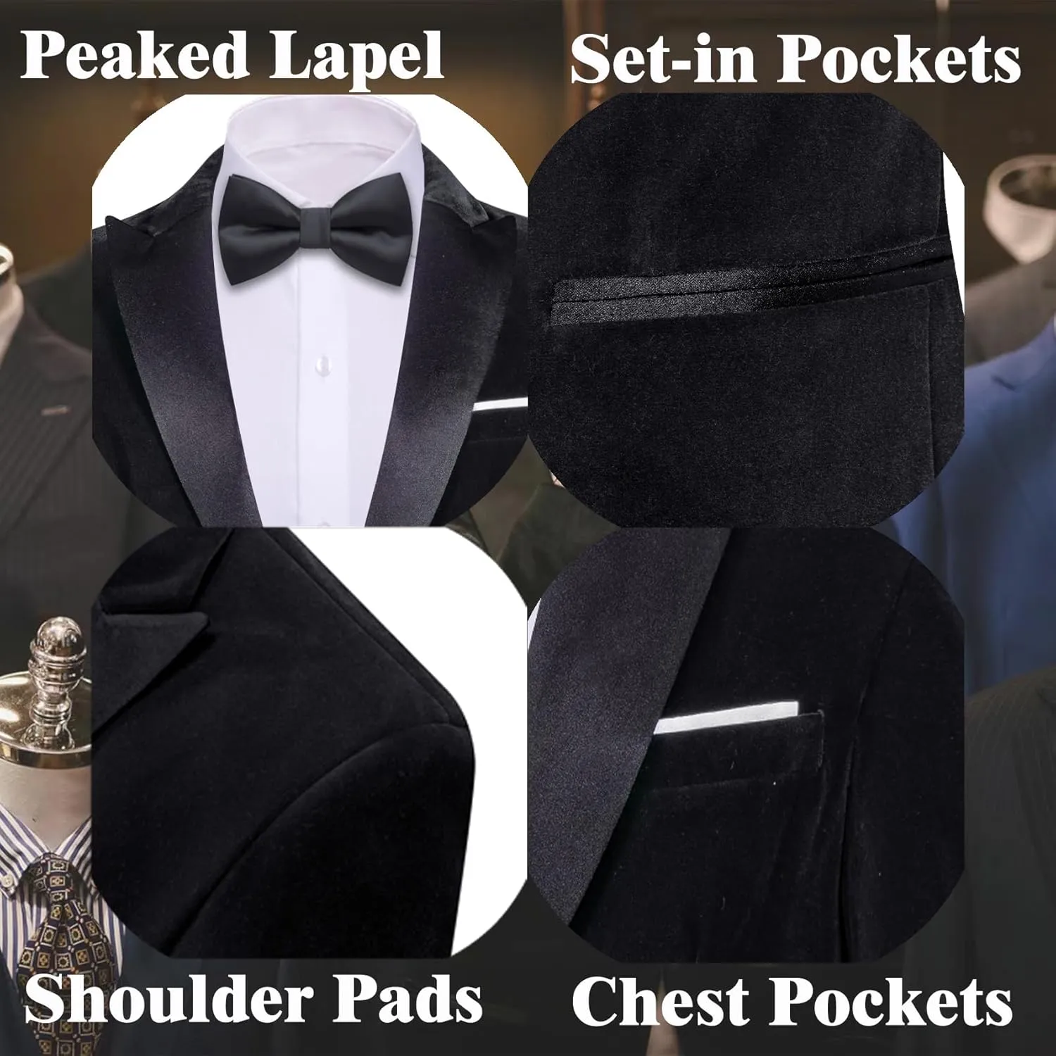 Barry.Wang Velvet Mens Blazer Mardi Gras Sport Coat Brooch Regular Fit Tuxedo Peaked Lapel Suit Jacket Carnival Parade