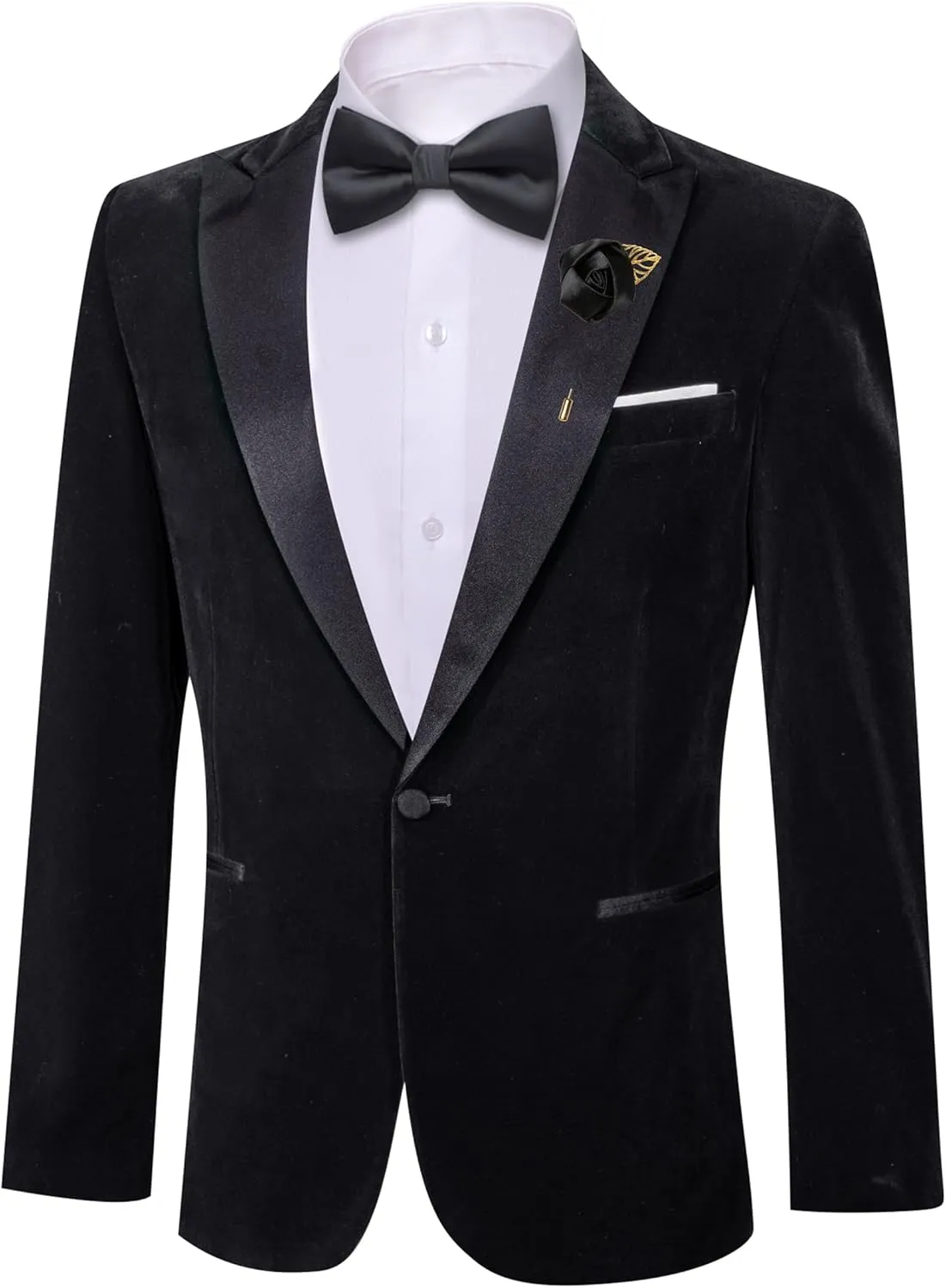 Barry.Wang Velvet Mens Blazer Mardi Gras Sport Coat Brooch Regular Fit Tuxedo Peaked Lapel Suit Jacket Carnival Parade