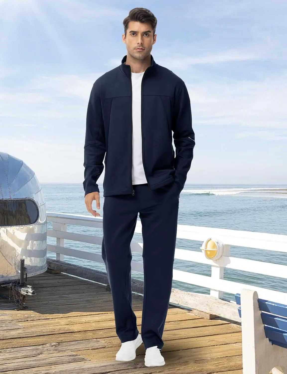 BGOWATU Men's Tracksuits 2 Piece Running Sports Sweatsuits For Men Full Zip Athletic Jackets and Pants Outfits