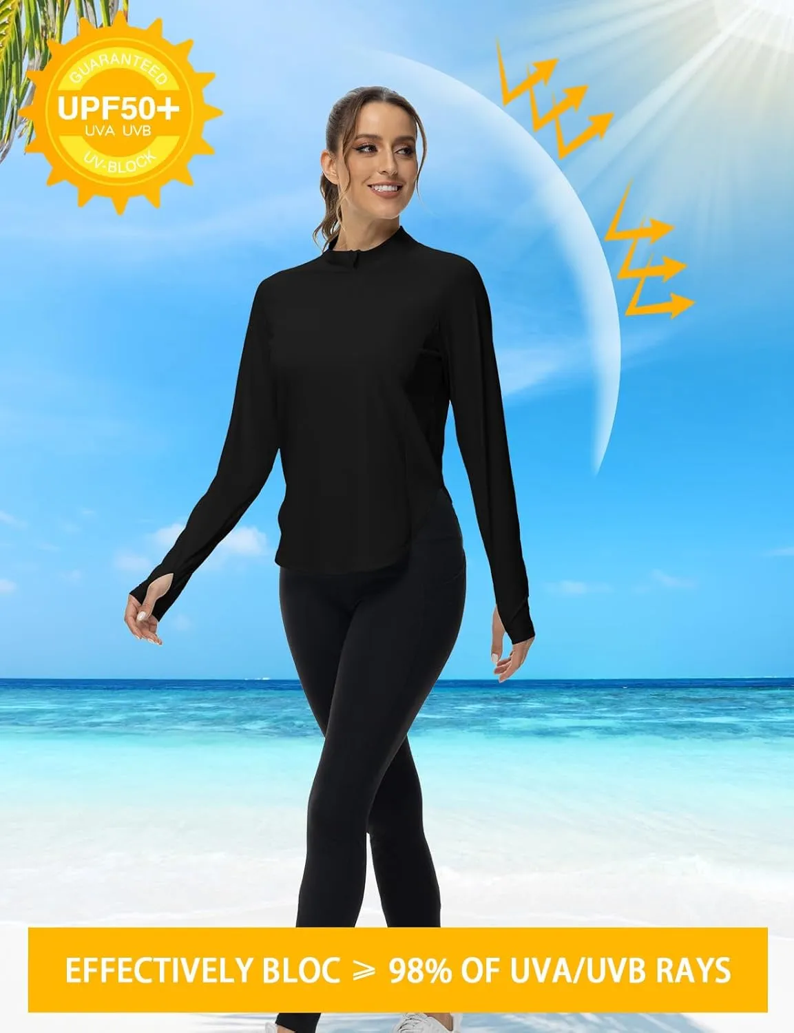 BGOWATU Women's Quarter Zip Pullover Athletic Long Sleeve UPF 50  Sun Shirt Quick Dry Golf Workout Hiking Running Shirts