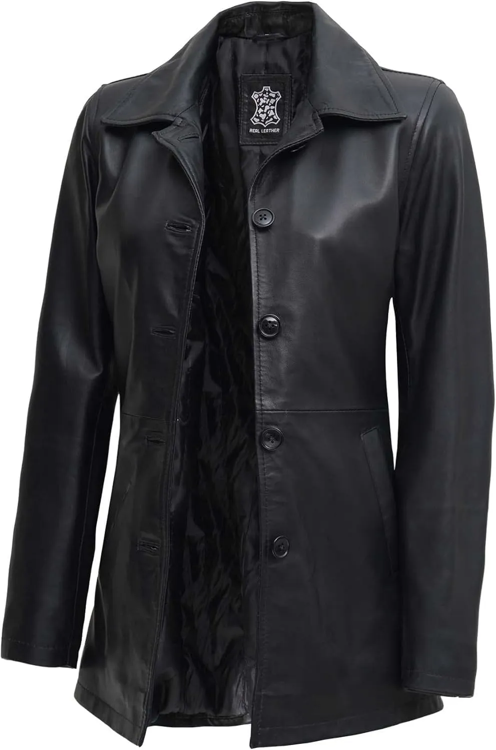 Blingsoul Leather Car Coats for Womens - Black Brown Real Long Leather Jacket Women