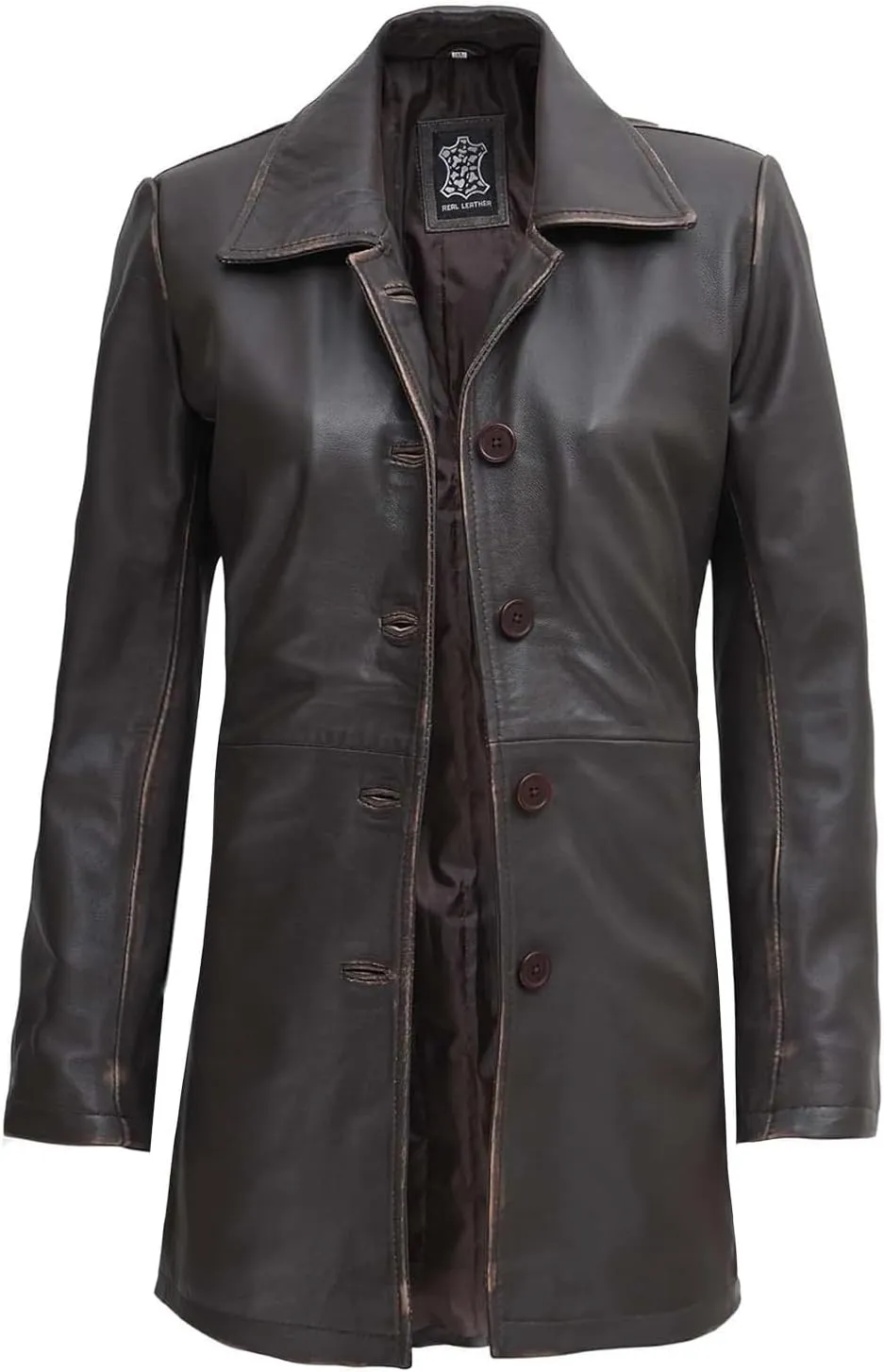 Blingsoul Leather Car Coats for Womens - Black Brown Real Long Leather Jacket Women