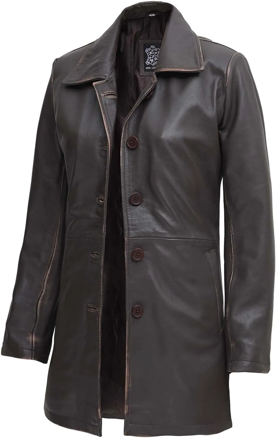Blingsoul Leather Car Coats for Womens - Black Brown Real Long Leather Jacket Women