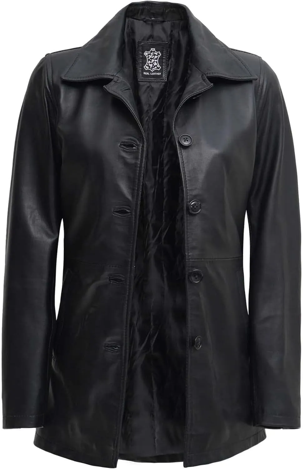Blingsoul Leather Car Coats for Womens - Black Brown Real Long Leather Jacket Women