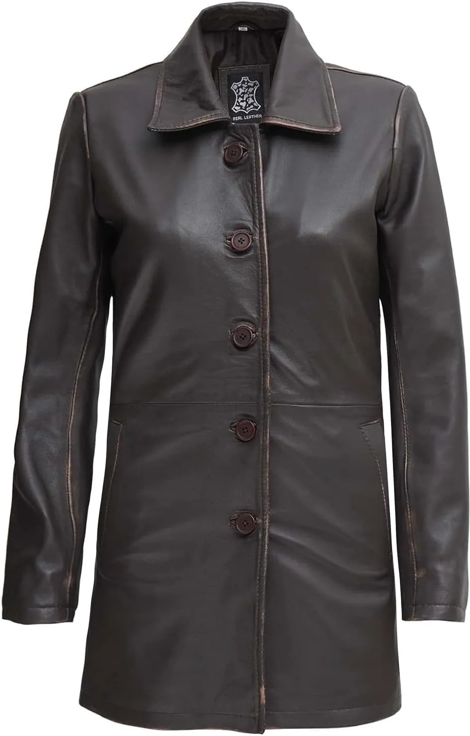Blingsoul Leather Car Coats for Womens - Black Brown Real Long Leather Jacket Women