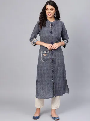 Blue Straight Kurta