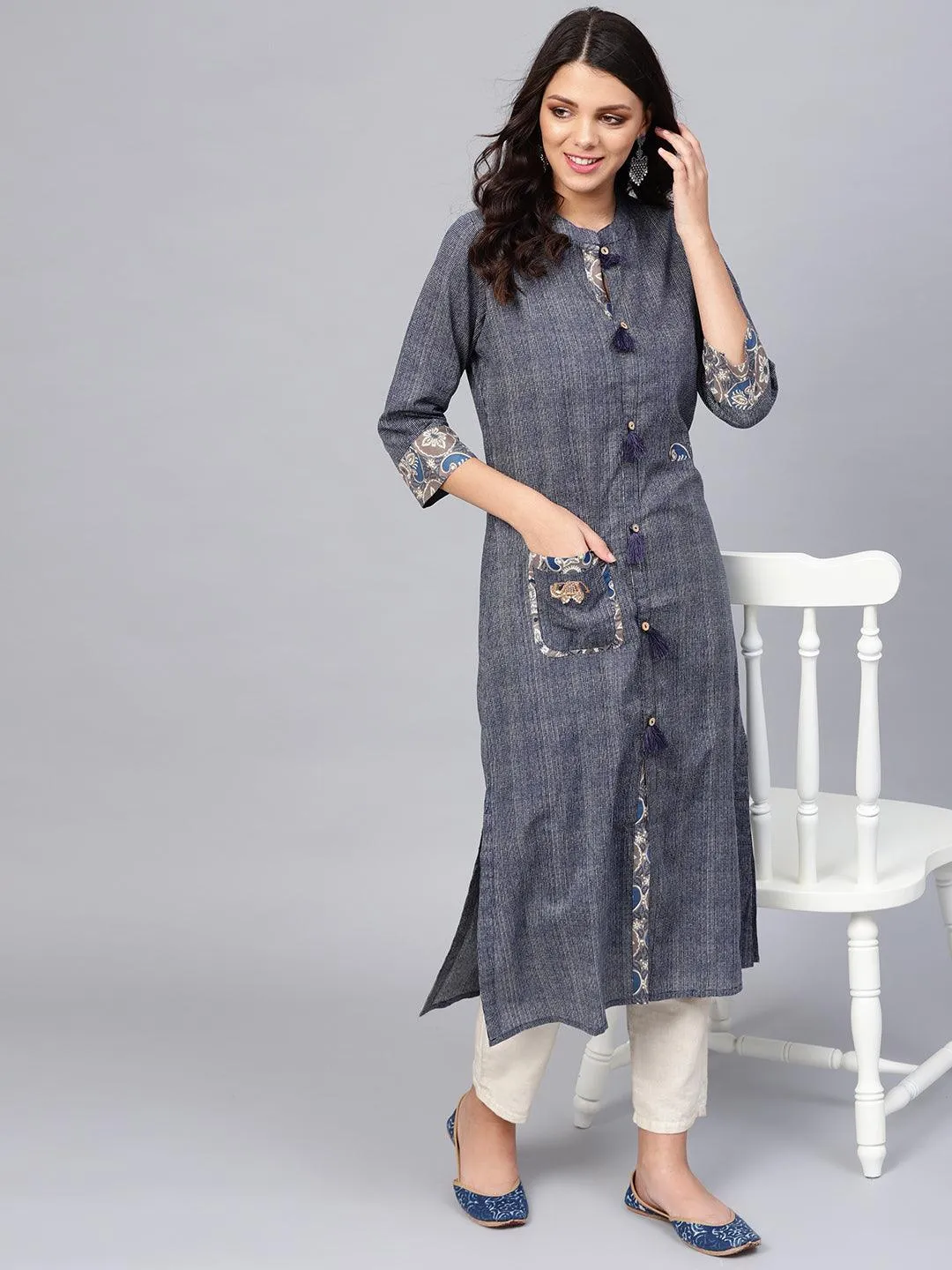 Blue Straight Kurta