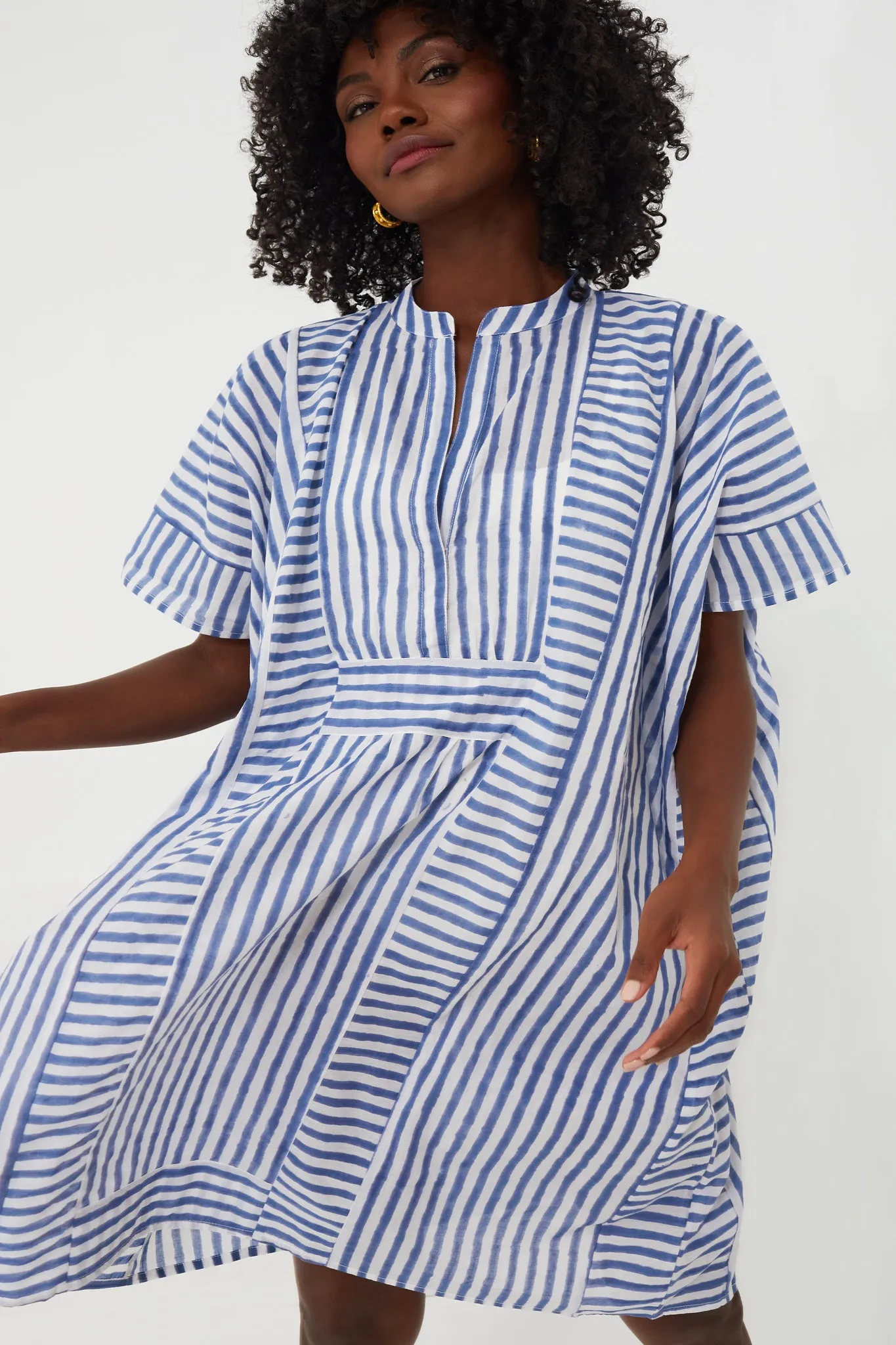 Blue Stripe Emerson Short Caftan