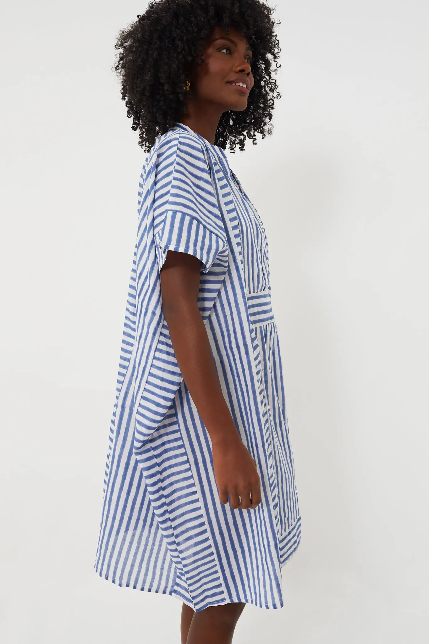 Blue Stripe Emerson Short Caftan