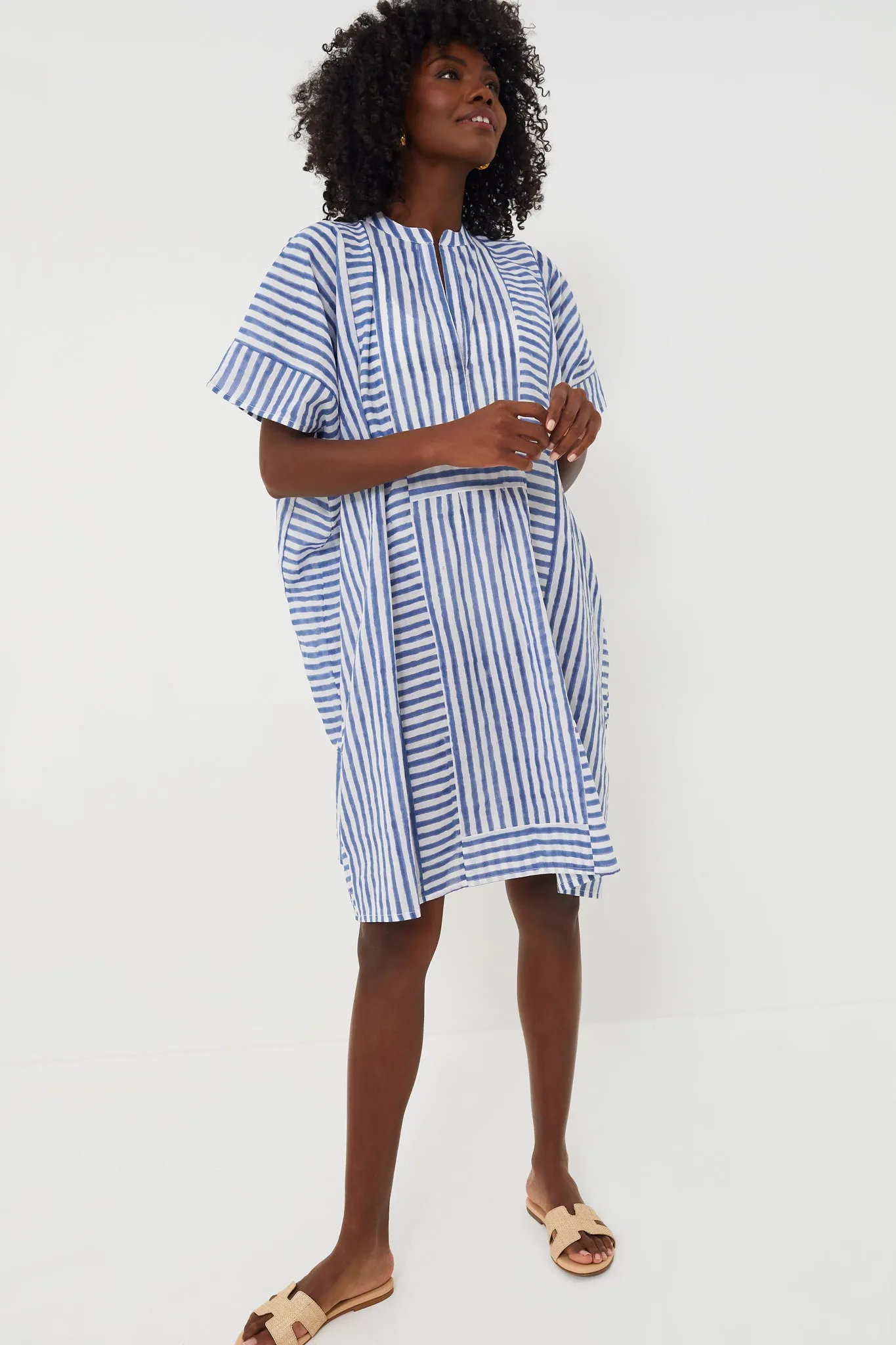 Blue Stripe Emerson Short Caftan