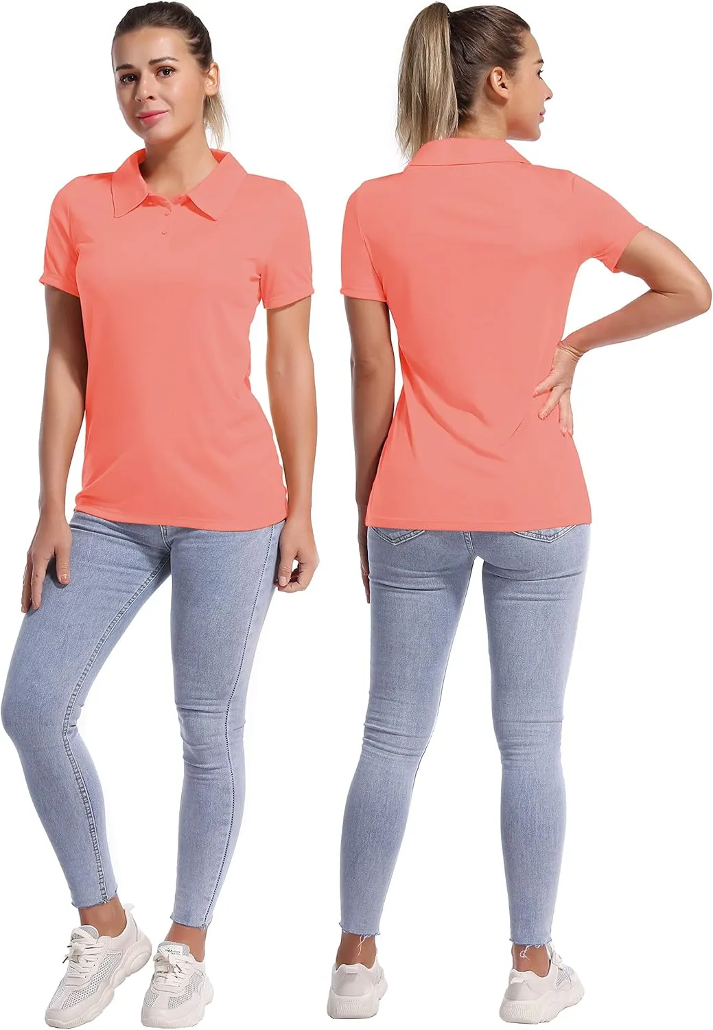 BUBBLELIME Women's UPF 50  Sun Protection Short Sleeve Polo Athletic Tennis Golf Shirts Quick Dry Outdoor Sports Shirts Tops