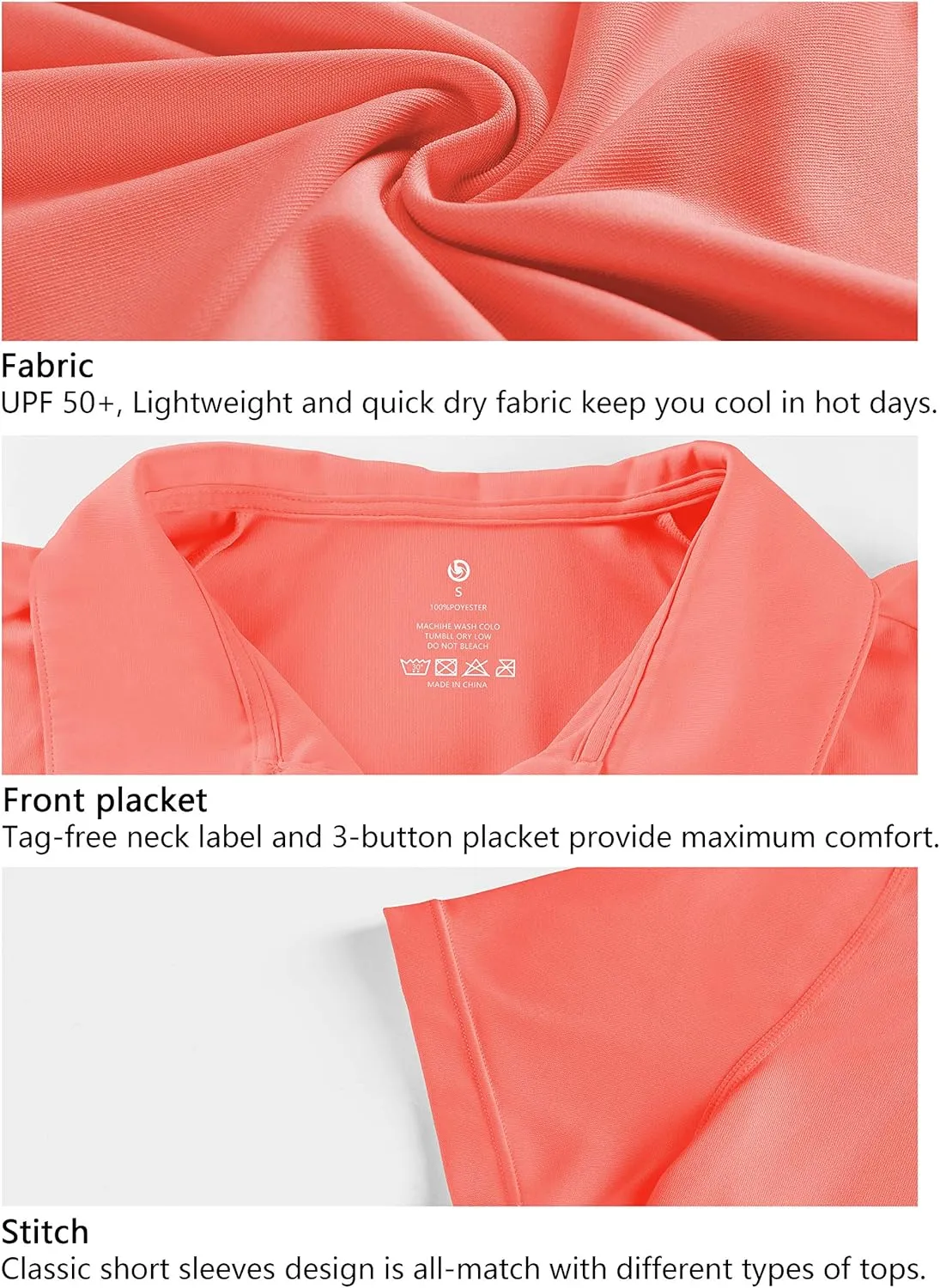 BUBBLELIME Women's UPF 50  Sun Protection Short Sleeve Polo Athletic Tennis Golf Shirts Quick Dry Outdoor Sports Shirts Tops