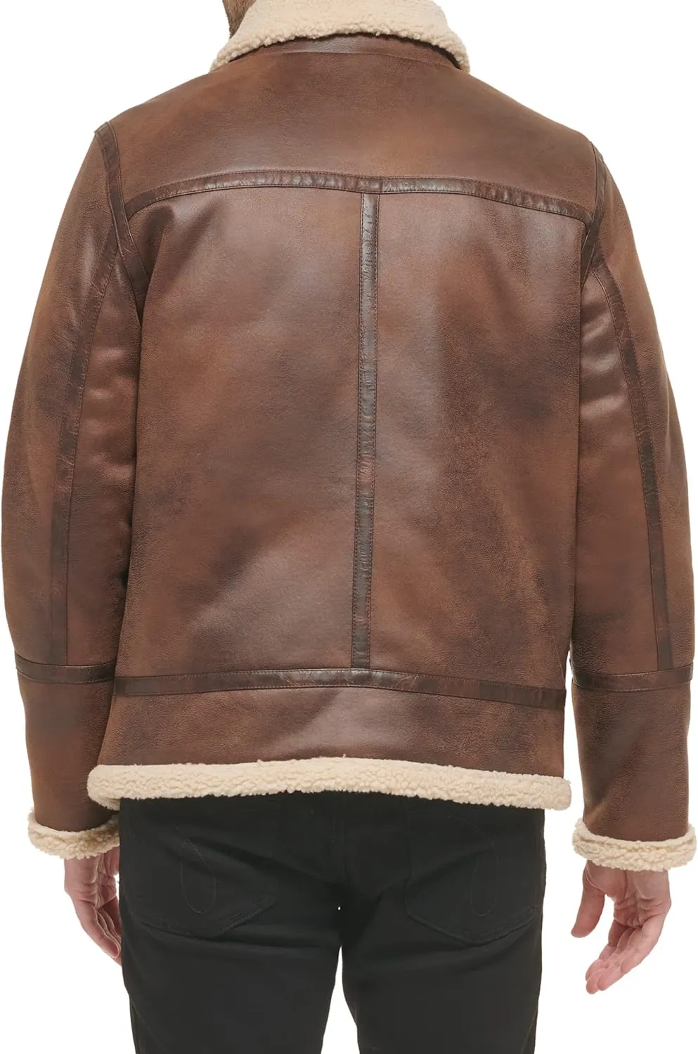 Calvin Klein Men's Faux Leather Jacket Men - Bomber Jacket with Shearling Lining