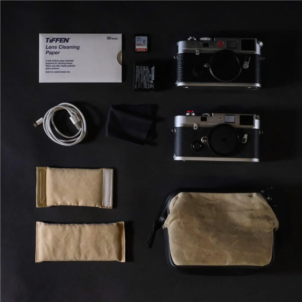 Cam-in Leather Camera Bag Waterproof Shockproof Case for Digital SLR and Mirrorless Lenses (khaki, trumpet)