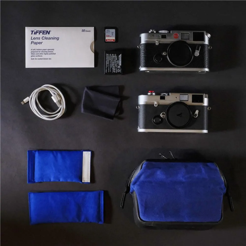Cam-in Leather Camera Bag Waterproof Shockproof Case for Digital SLR and Mirrorless Lenses (Royal Blue, large size)