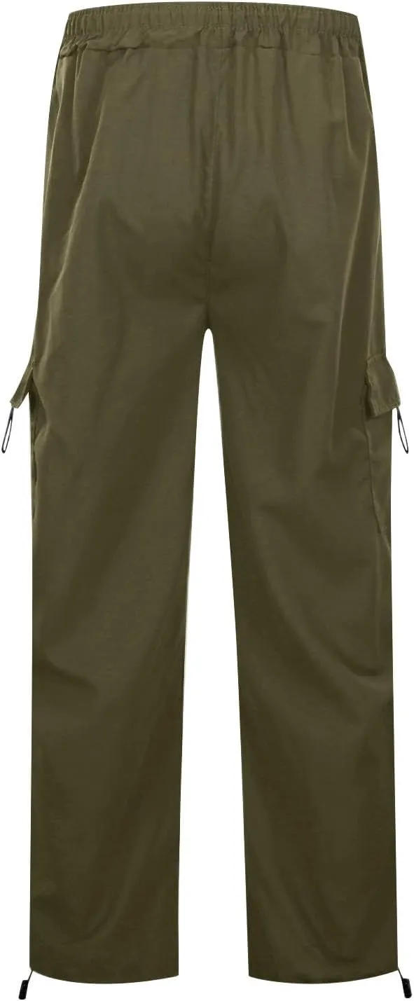 Cargo Pants for Women Elastic High Waisted Wide Leg Pants Summer Casual Loose Streetwear Y2K Trousers with Pockets