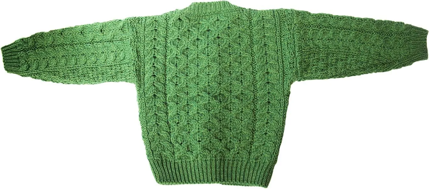 Carraig Donn Irish Kids Cardigan Sweater 100% Merino Wool Cable Knit for Toddler