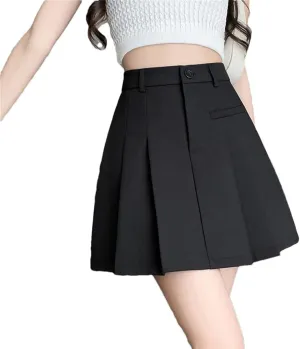 Casual Summer Short Mini Skirt for Women High Waist Stretch High Waist Pencil Suit Pleated Skirt